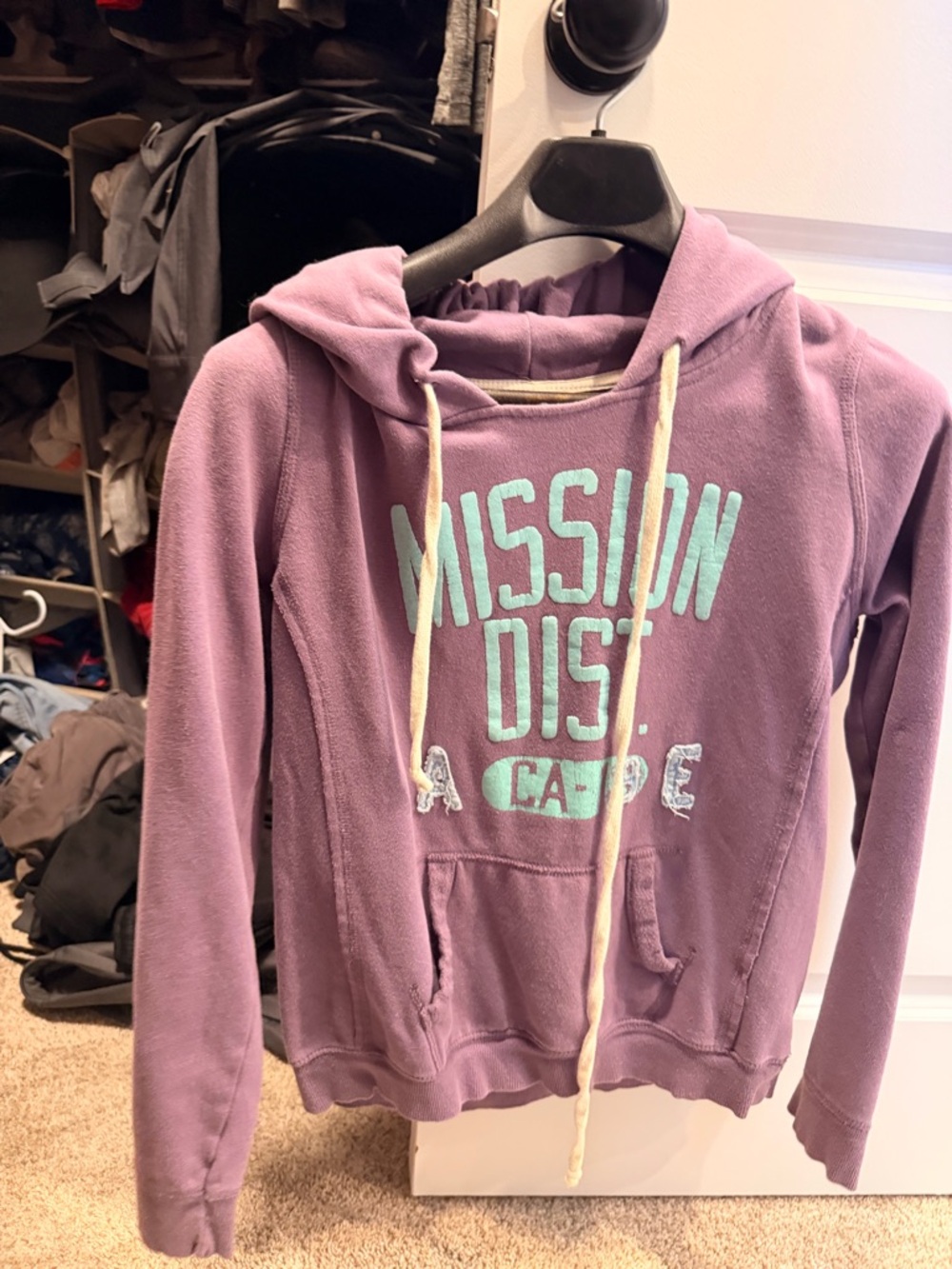 Mission District Purple Hooded Sweatshirt with Drawstrings